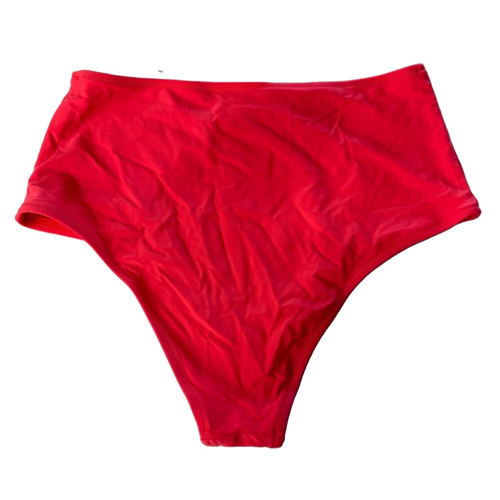 Aerie Women’s High Waisted Cheeky Swim Bikini Bottoms Red Large